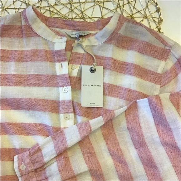 Lucky Brand🔥SALE🔥 pink long sleeve peplum top. Large NWT - Picture 2 of 5